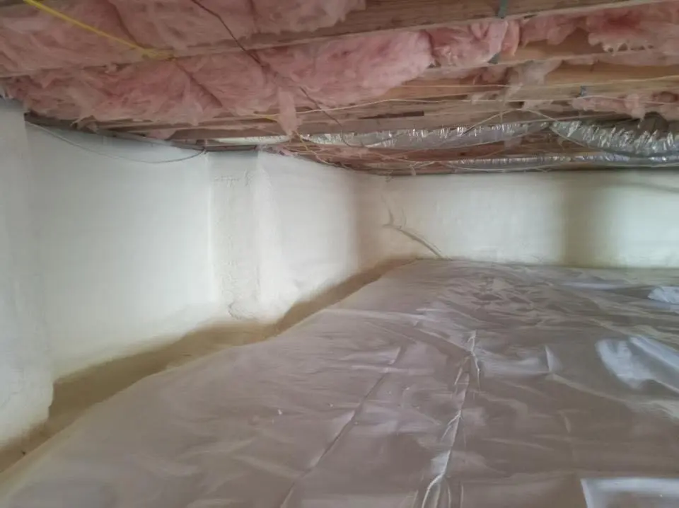 Crawl space encapsulation with closed-cell spray foam for Spray Foam Roofing in Hollymead